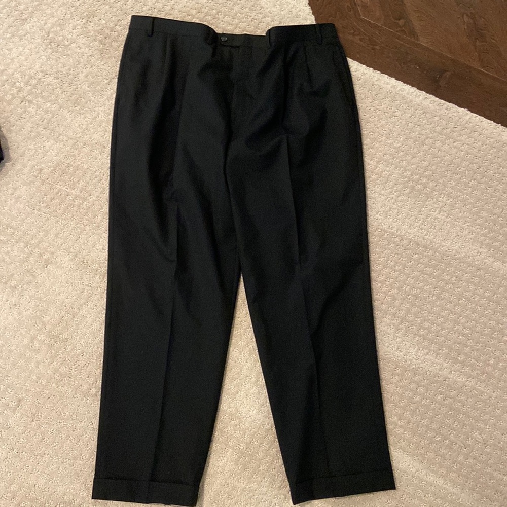 Ralph Lauren LRL 100% Wool pleated Front Dress Pants Men's 44x32 Black